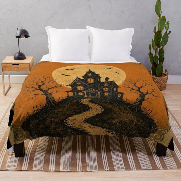 Item preview, The Haunted House on the Hill – Vintage Halloween Moonlit Illustration designed and sold by ChickenFund.