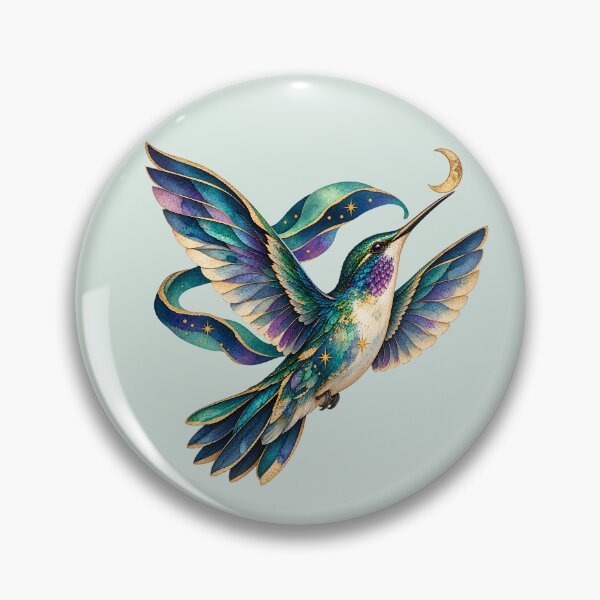 Item preview, Celestial Hummingbird – Aurora Moon Watercolor Art designed and sold by  MAD's Recreation Studio.