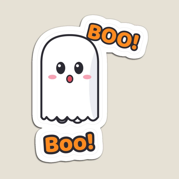 Spooky Season - Cute Ghost Marshmallow Pip and Haunted House — Magnet by BiMood
