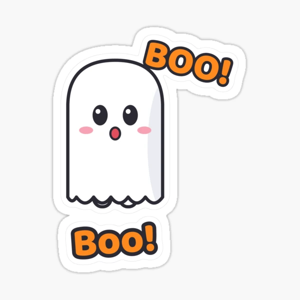 Spooky Season - Cute Ghost Marshmallow Pip and Haunted House — Sticker by BiMood