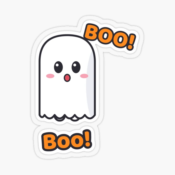 Spooky Season - Cute Ghost Marshmallow Pip and Haunted House — Sticker by BiMood