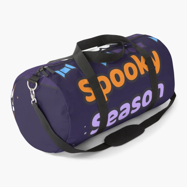 Spooky Season - Cute Ghost Marshmallow Pip and Haunted House — Duffle Bag by BiMood