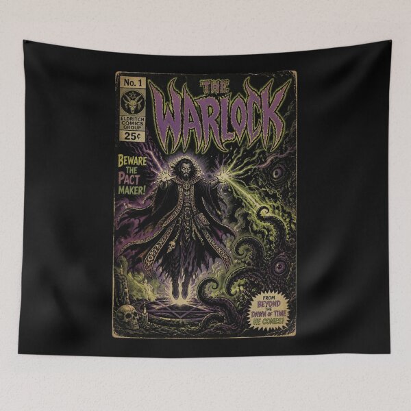 Item preview, The Warlock - Eldritch Blast Retro Comic Cover | TTRPG Fantasy designed and sold by Dice_Goblin_Studio.