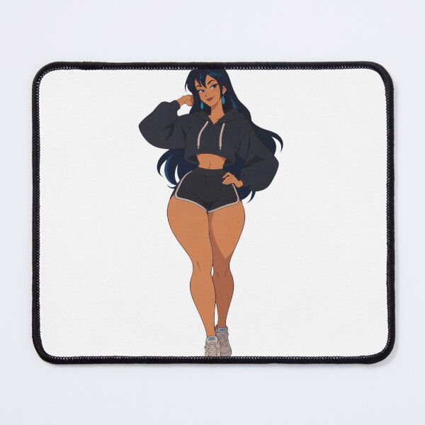 Item preview, Blue Haired Cartoon Girl – Sporty Streetwear Pin-Up designed and sold by Hollow Moon Studios..