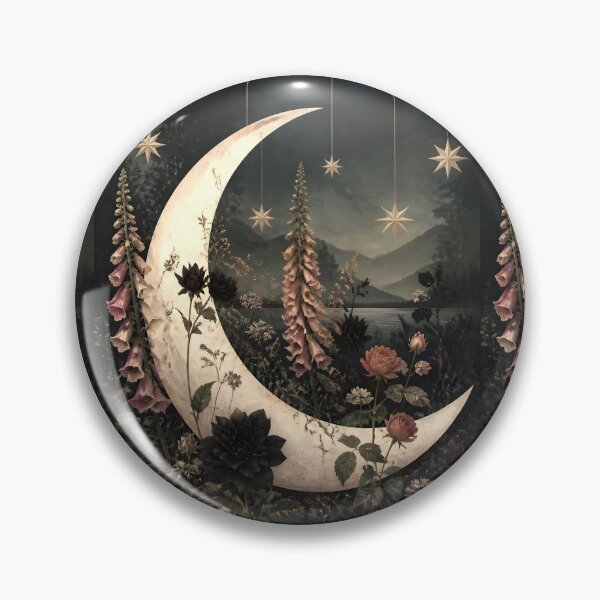 Item preview, The Moon Garden | Dark Botanical Celestial Witchy Art designed and sold by StormbornGem.