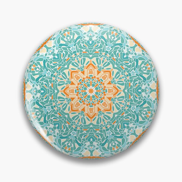 Item preview, Orange and Turquoise Floral Mandala designed and sold by Kelly Dietrich Mandala & Fractal Art.