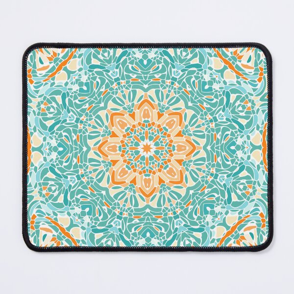 Item preview, Orange and Turquoise Floral Mandala designed and sold by Kelly Dietrich Mandala & Fractal Art.