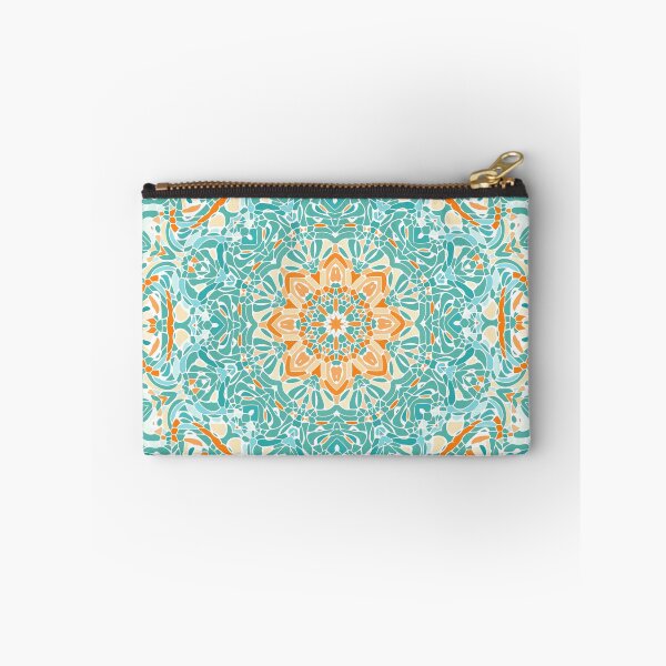Item preview, Orange and Turquoise Floral Mandala designed and sold by Kelly Dietrich Mandala & Fractal Art.