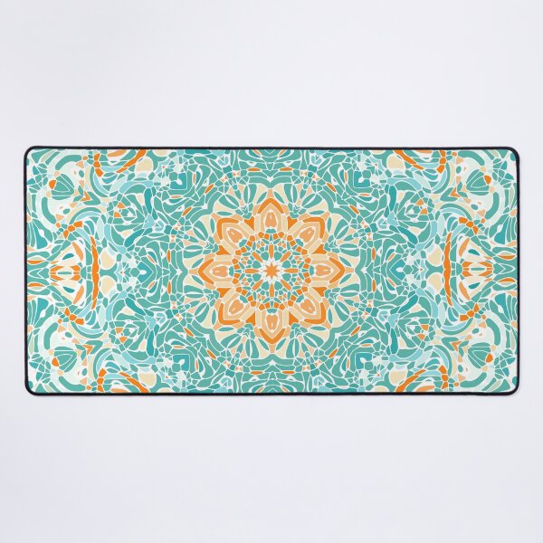 Item preview, Orange and Turquoise Floral Mandala designed and sold by Kelly Dietrich Mandala & Fractal Art.