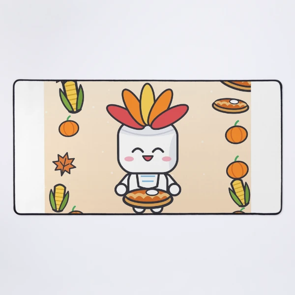 Grateful and Stuffed - Funny Thanksgiving Turkey Marshmallow Pip — Mouse Pad by BiMood