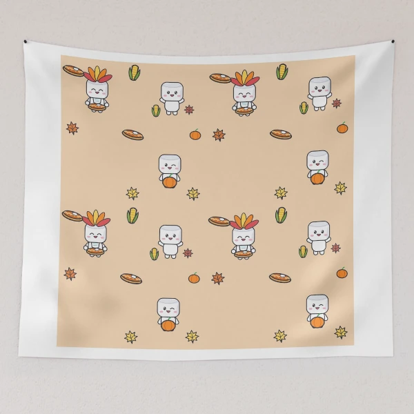 Grateful and Stuffed - Funny Thanksgiving Turkey Marshmallow Pip — Tapestry by BiMood