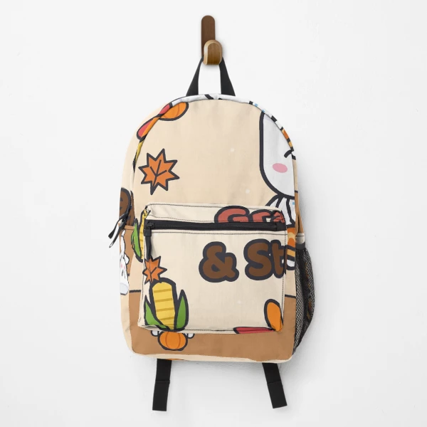 Grateful and Stuffed - Funny Thanksgiving Turkey Marshmallow Pip — Backpack by BiMood