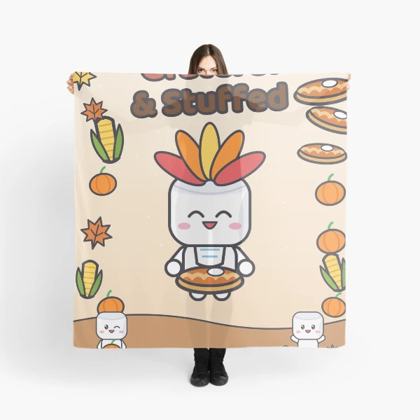 Grateful and Stuffed - Funny Thanksgiving Turkey Marshmallow Pip — Scarf by BiMood