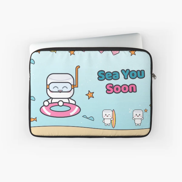 Sea You Soon - Cute Beach Marshmallow Pip with Snorkel and Float — Laptop Sleeve by BiMood