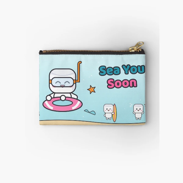 Sea You Soon - Cute Beach Marshmallow Pip with Snorkel and Float — Zipper Pouch by BiMood
