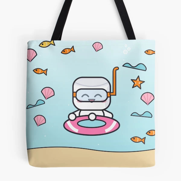 Sea You Soon - Cute Beach Marshmallow Pip with Snorkel and Float — All Over Print Tote Bag by BiMood