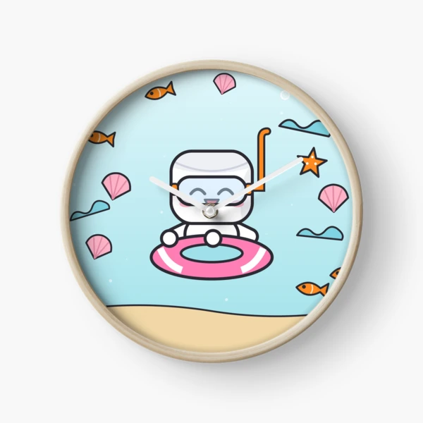 Sea You Soon - Cute Beach Marshmallow Pip with Snorkel and Float — Clock by BiMood