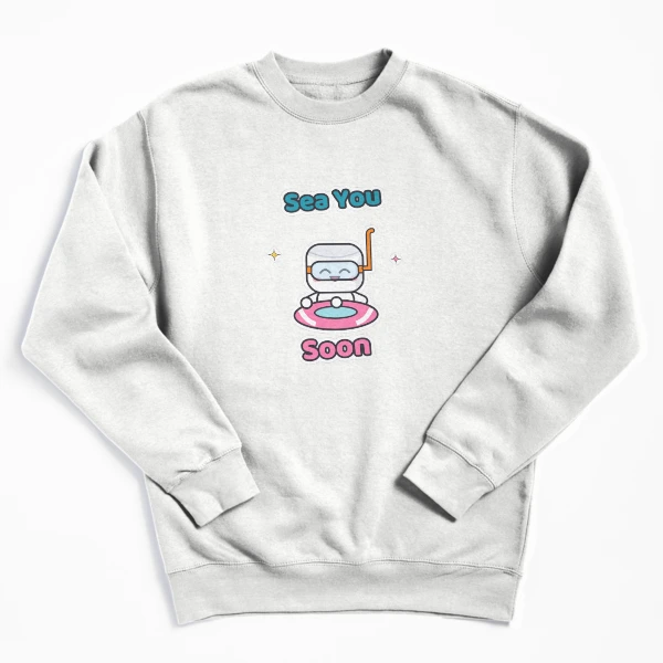 Sea You Soon - Cute Beach Marshmallow Pip with Snorkel and Float — Pullover Sweatshirt by BiMood