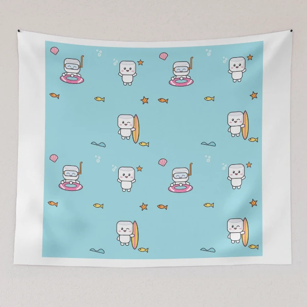 Sea You Soon - Cute Beach Marshmallow Pip with Snorkel and Float — Tapestry by BiMood