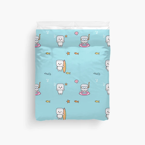 Sea You Soon - Cute Beach Marshmallow Pip with Snorkel and Float — Duvet Cover by BiMood