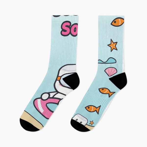 Sea You Soon - Cute Beach Marshmallow Pip with Snorkel and Float — Socks by BiMood