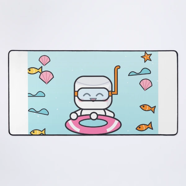 Sea You Soon - Cute Beach Marshmallow Pip with Snorkel and Float — Mouse Pad by BiMood