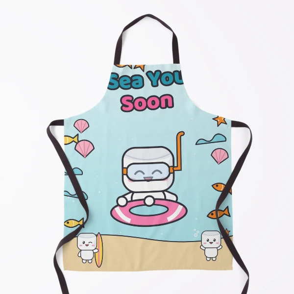 Sea You Soon - Cute Beach Marshmallow Pip with Snorkel and Float — Apron by BiMood