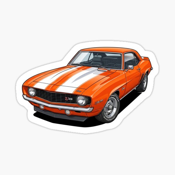 Item preview, 1969 Hugger Orange Chevrolet Camaro Z/28 Muscle Car Sticker designed and sold by Fixnovaguide.