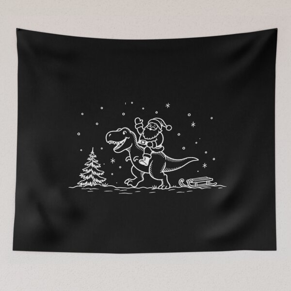 Item preview, Santa Riding a T-Rex Beside a Small Sled designed and sold by AMICO77.