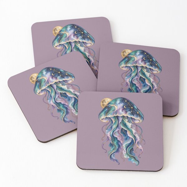 Item preview, Celestial Jellyfish – Cosmic Moon Watercolor Art designed and sold by  MAD's Recreation Studio.
