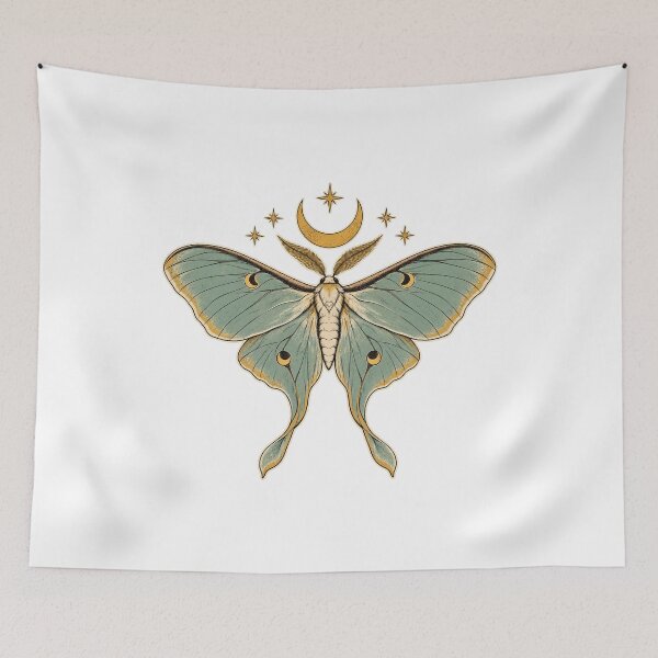 Item preview, Vintage Celestial Luna Moth with Moon and Stars designed and sold by AMICO77.