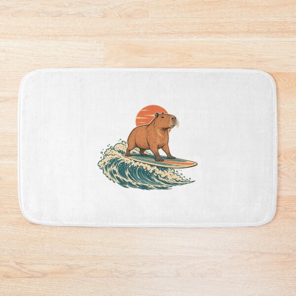 Item preview, Vintage Surfing Capybara with Waves and Sunset designed and sold by AMICO77.