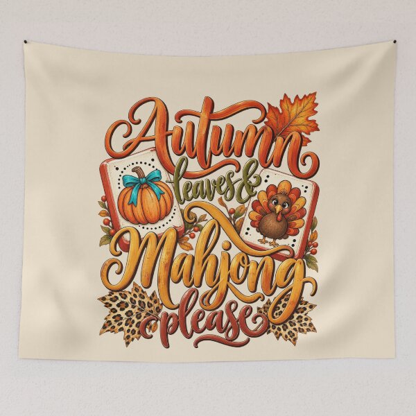 Item preview, Mahjong Tiles Vintage Script Autumn Game Night designed and sold by AmiGraph.