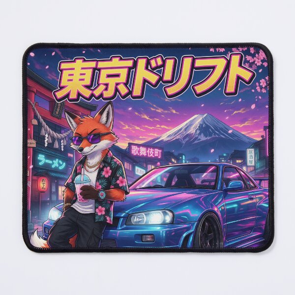 Item preview, Neon Tokyo Drift Fox at Night designed and sold by ELmestka.