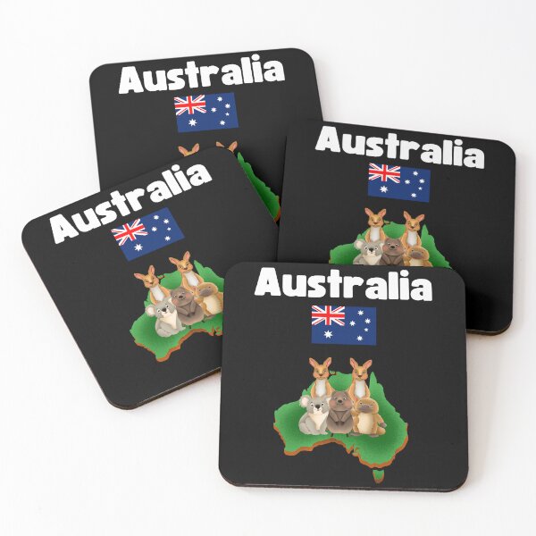 Item preview, Australia souvenir Aussie animals Kangaroo Koala Quokka Platypus Australia flag designed and sold by Artstastic.