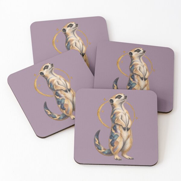 Item preview, Celestial Meerkat – Golden Eclipse Watercolor Art designed and sold by  MAD's Recreation Studio.