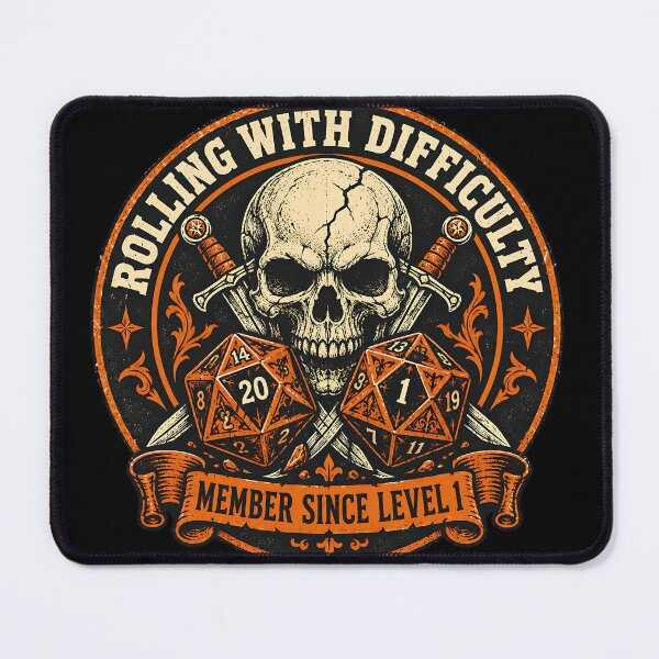 Item preview, Rolling with Difficulty – Cool Dungeons and Dragons RPG Dice Skull Emblem designed and sold by DesignsDominus.