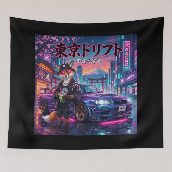Item preview, Neon Osaka Drift Fox at Dusk designed and sold by ELmestka.