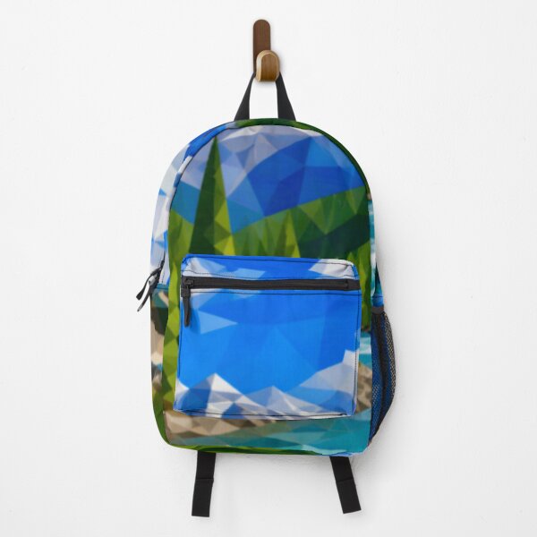 Item preview, Geometric Low Poly Mountain Landscape with River designed and sold by Vicky Brago-Mitchell®.