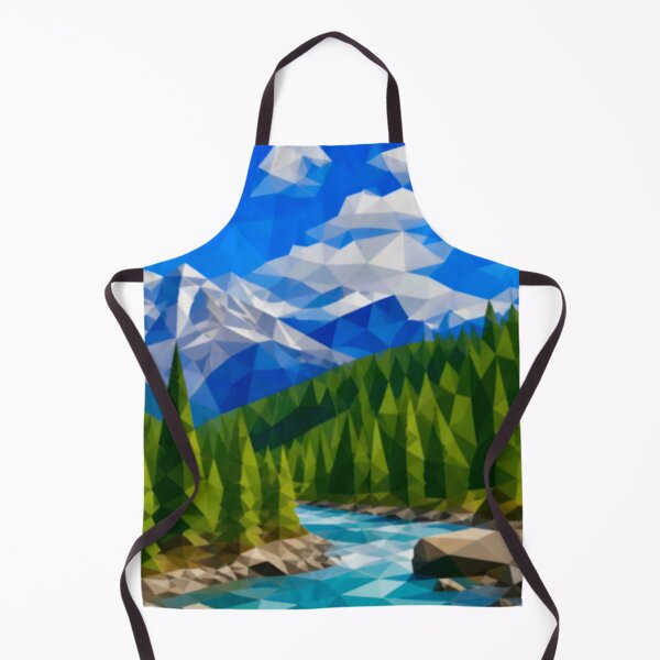 Item preview, Geometric Low Poly Mountain Landscape with River designed and sold by Vicky Brago-Mitchell®.