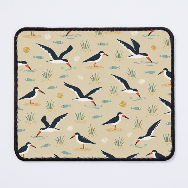 Item preview, Black Skimmer Seabird Pattern | Mid Century Coastal Skimmers, Fish, Shells and Dune Grass designed and sold by StickyGuys.