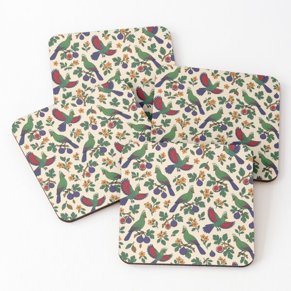 Item preview, Turaco African Bird Pattern | Green Crested Turacos with Crimson Wings, Wild Figs and Flowers designed and sold by StickyGuys.