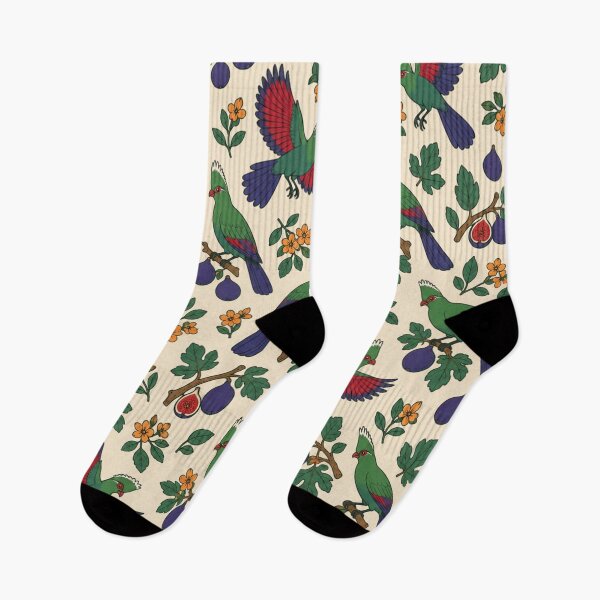 Item preview, Turaco African Bird Pattern | Green Crested Turacos with Crimson Wings, Wild Figs and Flowers designed and sold by StickyGuys.