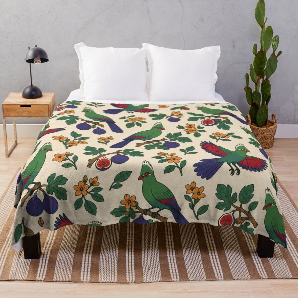 Item preview, Turaco African Bird Pattern | Green Crested Turacos with Crimson Wings, Wild Figs and Flowers designed and sold by StickyGuys.