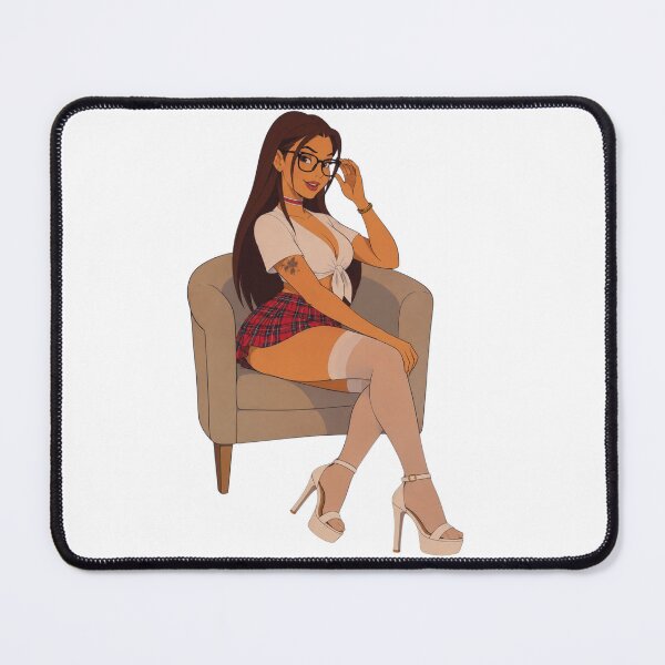 Item preview, Brunette Cartoon Pin-Up – Preppy Plaid Skirt Girl designed and sold by Hollow Moon Studios..