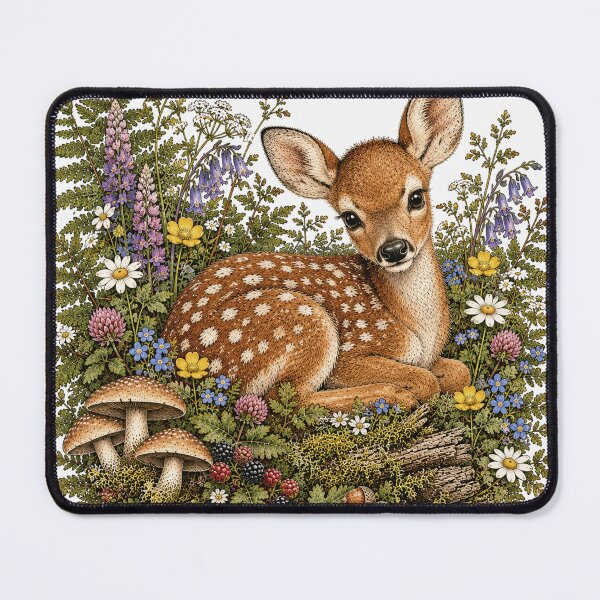 Item preview, Vintage Fawn Woodland Wildflower Illustration designed and sold by lovepower.