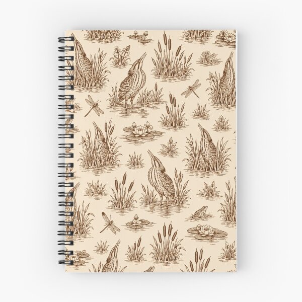 Item preview, Bittern Toile Pattern | Camouflaged Bitterns Hiding in Reeds, Sepia Wetland Toile de Jouy designed and sold by StickyGuys.