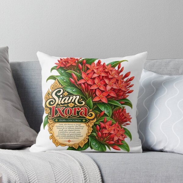 Item preview, Red Ixora Flowers – Siam Vintage Botanical Floral Art designed and sold by Pali's shop.