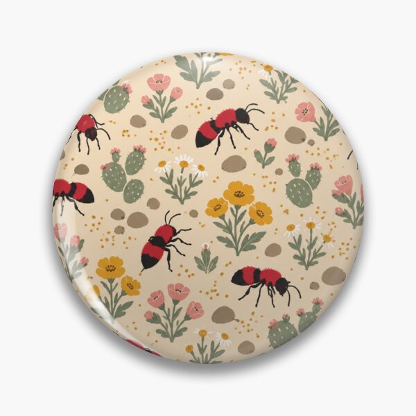 Item preview, Velvet Ant Insect Pattern | Fuzzy Red Cow Killers with Desert Wildflowers and Prickly Pear designed and sold by StickyGuys.