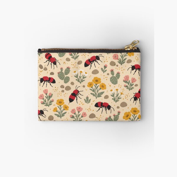 Item preview, Velvet Ant Insect Pattern | Fuzzy Red Cow Killers with Desert Wildflowers and Prickly Pear designed and sold by StickyGuys.